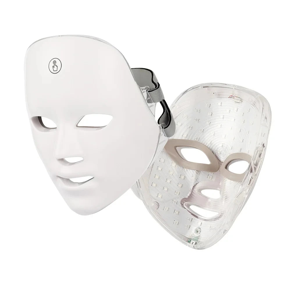 😽 ZENFORT" 7-Mascarilla facial de terapia  7 LEDS de color para el rejuvenecimiento