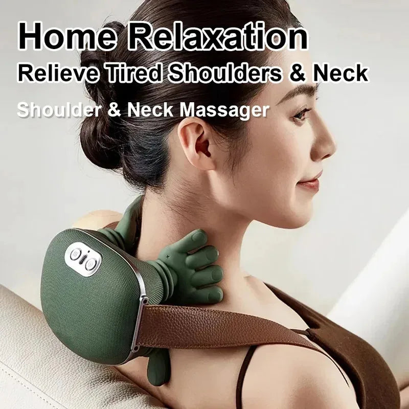 Neck Massager Finger Pressure Shiatsu Neck Back and Shoulder Massager Electric Kneading Neck Deep Massage Muscle Relax