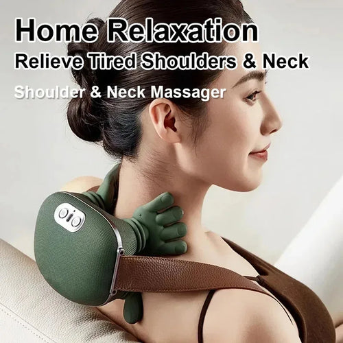 Neck Massager Finger Pressure Shiatsu Neck Back and Shoulder Massager Electric Kneading Neck Deep Massage Muscle Relax