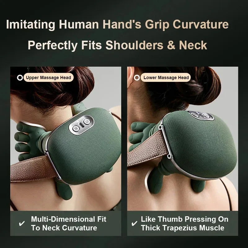 Neck Massager Finger Pressure Shiatsu Neck Back and Shoulder Massager Electric Kneading Neck Deep Massage Muscle Relax